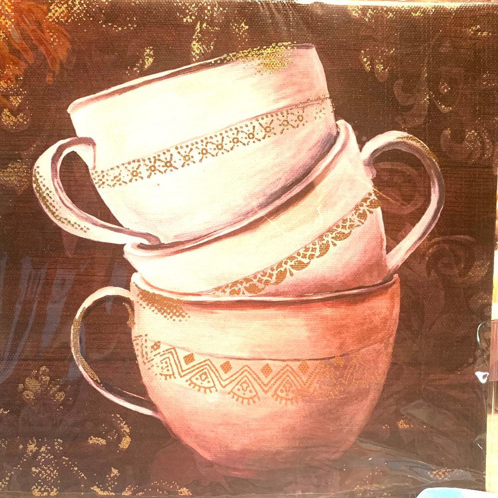 8x8 Coffee/Tea Cups Canvas Wall Art